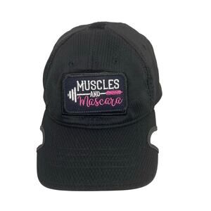 Notch Cap Womens Black Muscles & Mascara Custom Patch Gym Workout Fitness Sports